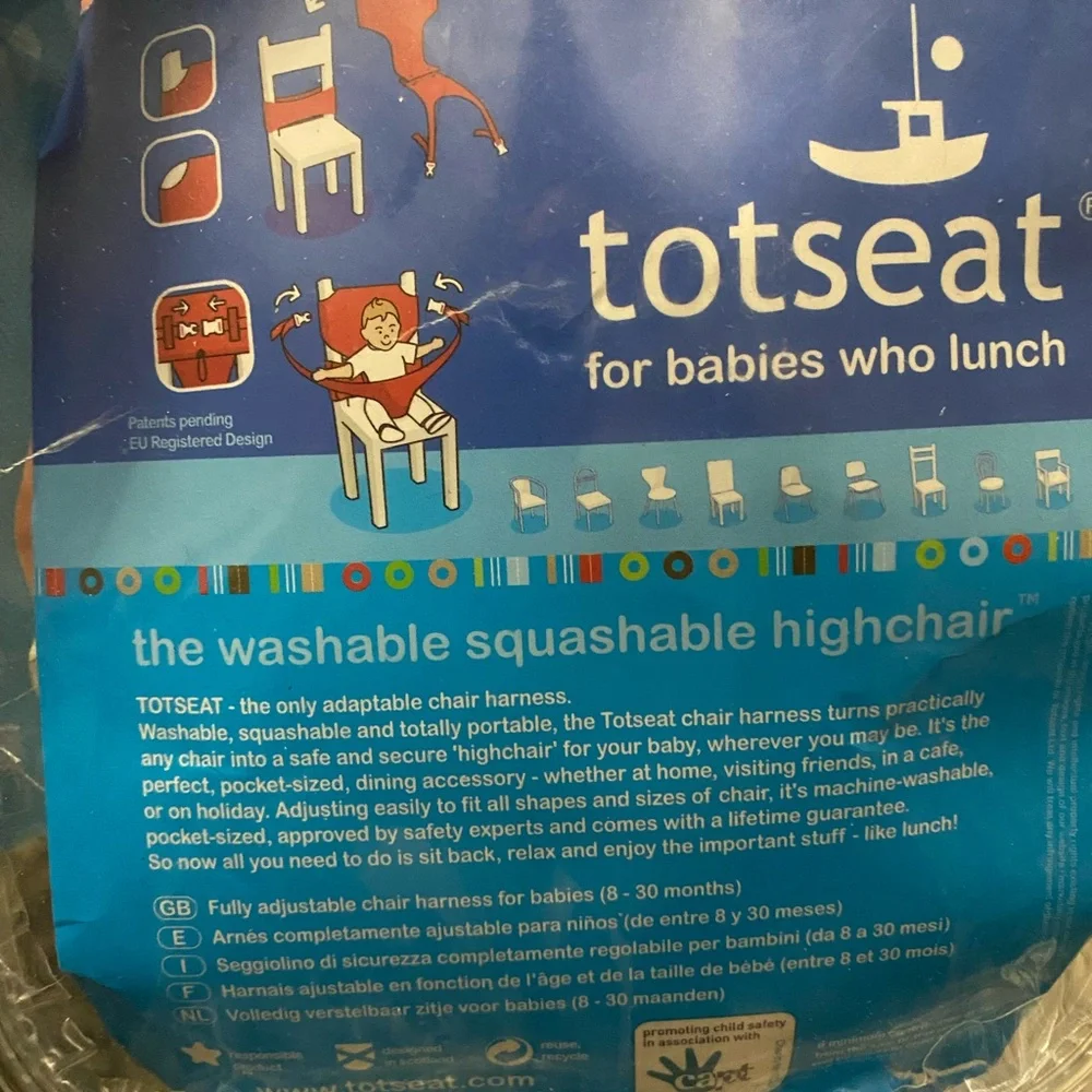 New Totseat Washable Squashable Highchair - Red and Gray Apples
